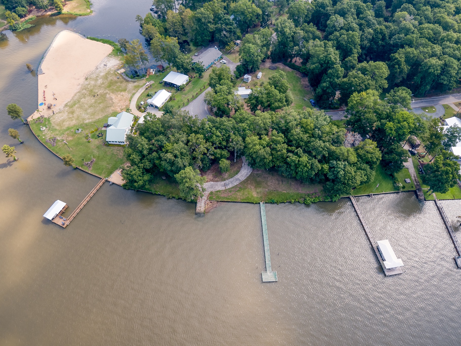 Aerial Lake Marion waterfront view